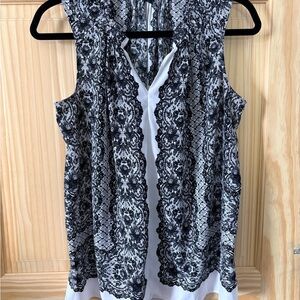 Simply Vera Vera Wang Black & White Lace-Print Sleeveless Camisole